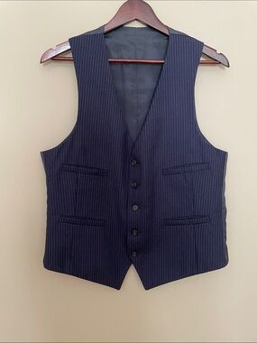 Navy Pinstripe Men's Tailored Vest